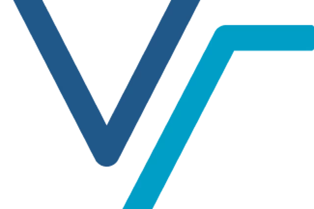 Vereinslogo - ein dunkelblaues V bei welchem der rechte Schenkel als oberer Teil des hellblauen Fs weitergeführt wird.